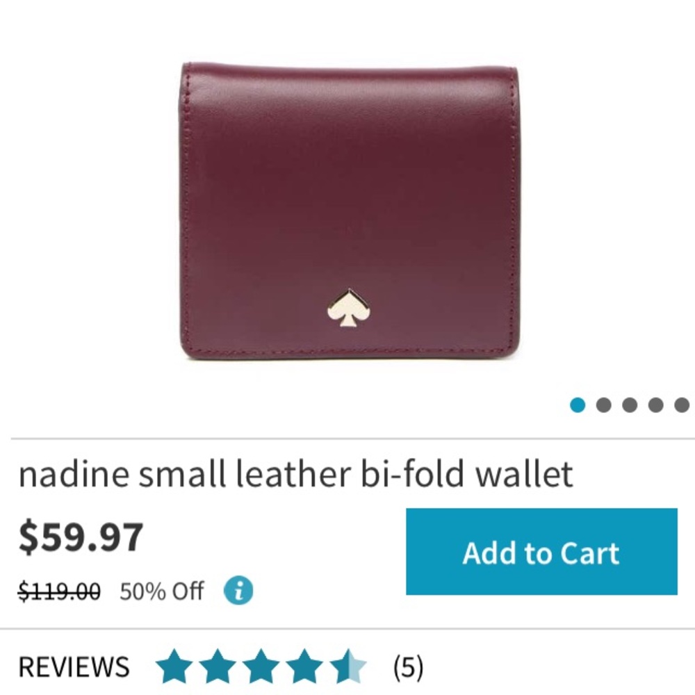 Kate Spade Nadine Small Leather Bi-fold - Maroon